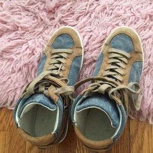 Guess denim and suede high top sneakers